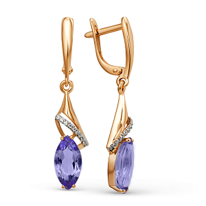 Серьги из красного золота с аметистами