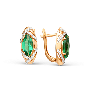 Серьги из красного золота с ювелирными кристаллами