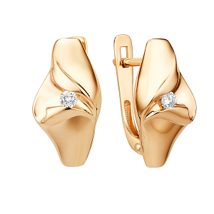 Серьги из красного золота с фианитами