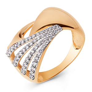 Кольцо из красного золота с фианитами