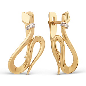 Серьги из красного золота с фианитами