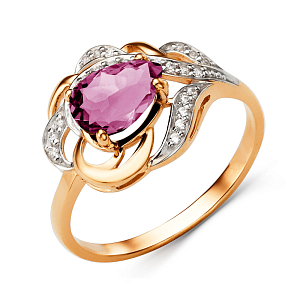 Кольцо из красного золота с корундом