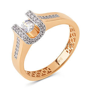 Кольцо из красного золота с фианитами