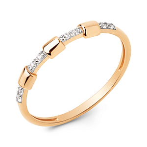 Кольцо из красного золота с фианитами