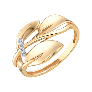 Кольцо из красного золота с фианитами