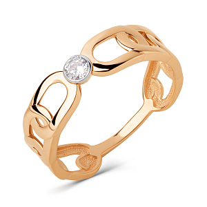 Кольцо из красного золота с фианитом