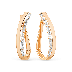 Серьги из красного золота с фианитами