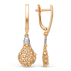 Серьги из красного золота с фианитами