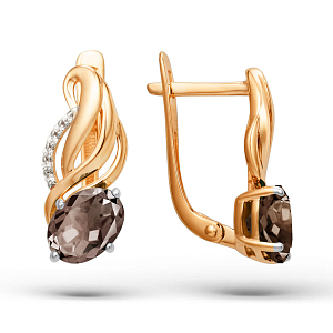 Серьги из красного золота с раухтопазами