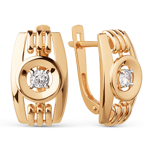 Серьги из красного золота с фианитами