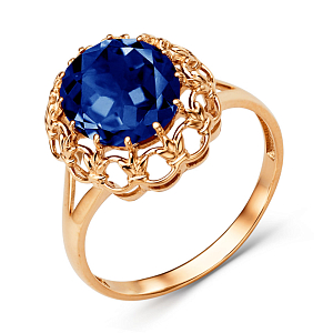 Кольцо из красного золота с корундом