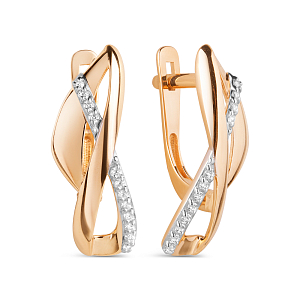 Серьги из красного золота с фианитами