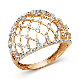 Кольцо из красного золота с фианитами