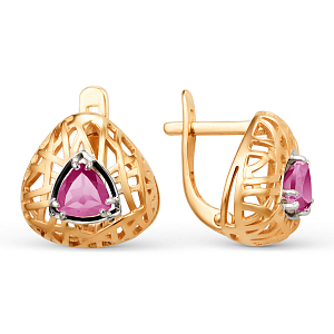 Серьги из красного золота с корундами