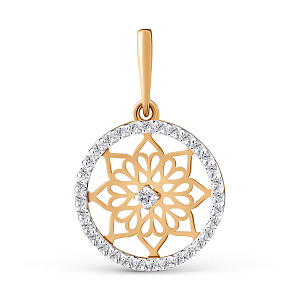 Подвеска из красного золота с фианитами