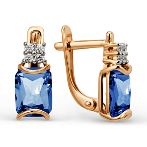 Серьги из красного золота с корундами