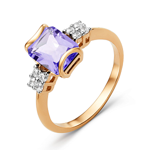 Кольцо из красного золота с аметистом