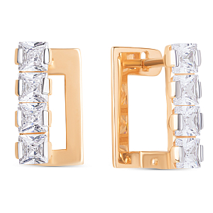 Серьги из красного золота с фианитами