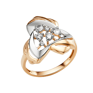 Кольцо из красного золота с фианитами