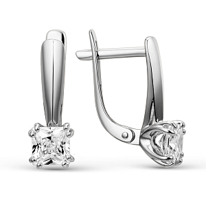 Серьги из белого золота с фианитами