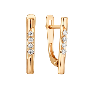 Серьги из красного золота с фианитами