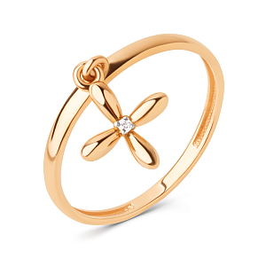 Кольцо из красного золота с фианитом