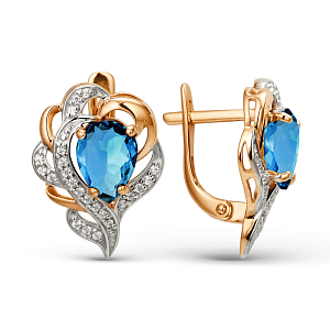 Серьги из красного золота с лондон топазами