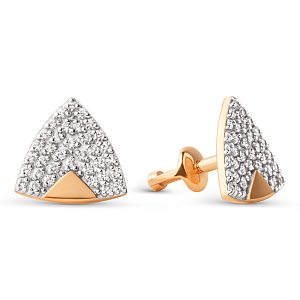 Серьги пусеты из красного золота с фианитами