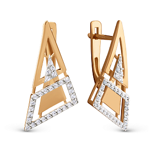 Серьги из красного золота с фианитами