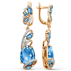 Серьги из красного золота с swiss топазами