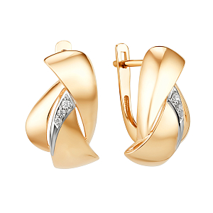 Серьги из красного золота с фианитами