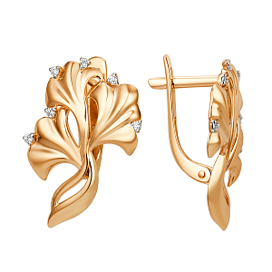 Серьги из красного золота с фианитами