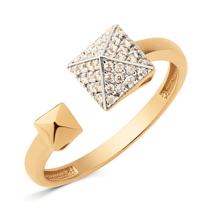 Кольцо из красного золота с фианитами