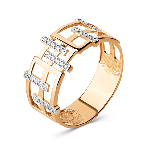 Кольцо из красного золота с фианитами