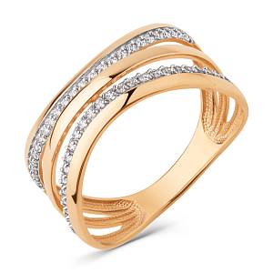 Кольцо из красного золота с фианитами