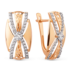 Серьги из красного золота с фианитами