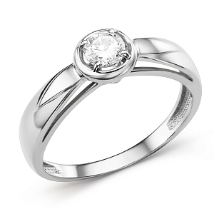 Кольцо из белого золота с фианитом