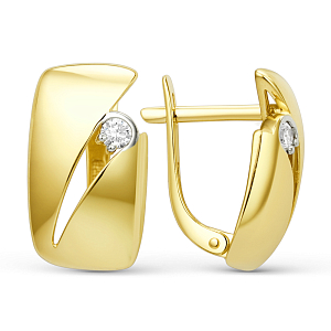 Серьги из желтого золота с фианитами