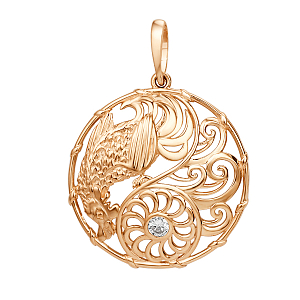 Подвеска из красного золота с фианитом