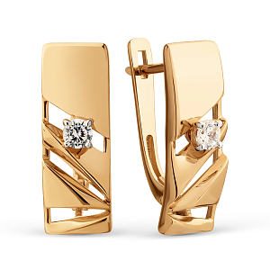 Серьги из красного золота с фианитами