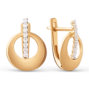 Серьги из красного золота с фианитами