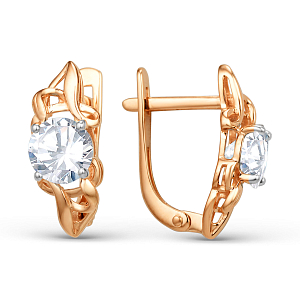 Серьги из красного золота с фианитами