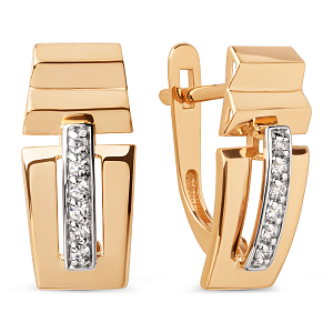 Серьги из красного золота с фианитами