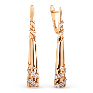 Серьги из красного золота с фианитами