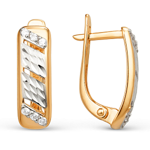 Серьги из красного золота с фианитами