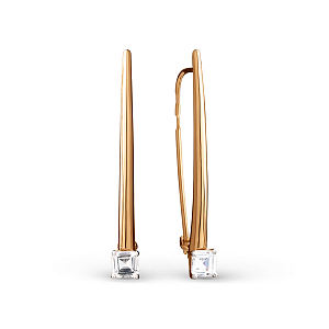 Серьги из красного золота с фианитами