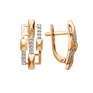 Серьги из красного золота с фианитами