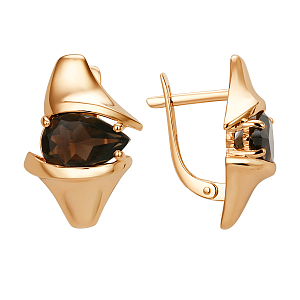 Серьги из красного золота с раухтопазами