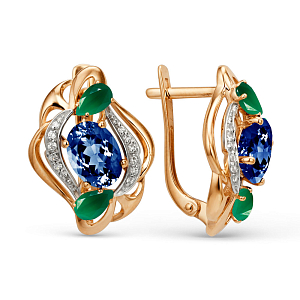 Серьги из красного золота с корундами