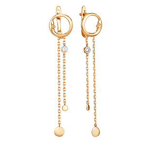 Серьги из красного золота с фианитами